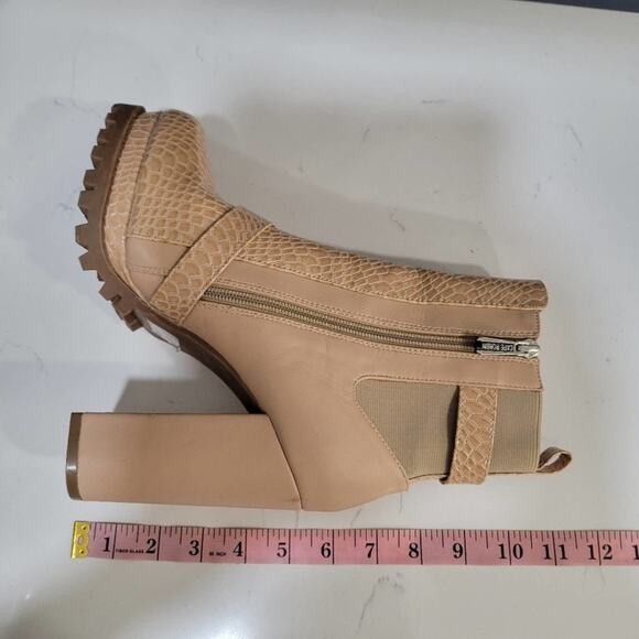Cape Robbin Garnet Nude Heeled Booties with buckles and Snakeskin look S… - Picture 12 of 14